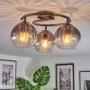 Koyoto ceiling light, globe light 37 cm clear, Smoke-coloured, 3-light sources