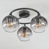 Koyoto ceiling light, globe light 37 cm clear, Smoke-coloured, 3-light sources