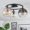 Koyoto ceiling light, globe light 37 cm Amber, clear, Smoke-coloured, 3-light sources