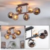 Koyoto ceiling light, globe light Amber, chrome, Smoke-coloured, 6-light sources