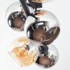 Koyoto ceiling light, globe light Amber, chrome, Smoke-coloured, 6-light sources