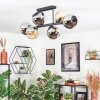 Koyoto ceiling light, globe light Amber, chrome, Smoke-coloured, 6-light sources