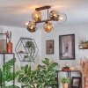 Koyoto ceiling light, globe light Amber, chrome, clear, Smoke-coloured, 6-light sources