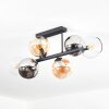 Koyoto ceiling light, globe light Amber, chrome, clear, Smoke-coloured, 6-light sources