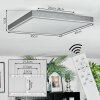 Salmi ceiling light, Panel LED grey, silver, 1-light source, Remote control