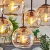 Koyoto ceiling light, globe light Amber, clear, 5-light sources