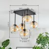 Koyoto ceiling light, globe light Amber, clear, 5-light sources