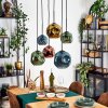 Ripoll hanging light, globe light, pendant light blue, gold, green, coppery, 6-light sources