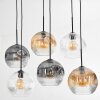 Ripoll hanging light, globe light, pendant light Amber, clear, Smoke-coloured, 6-light sources