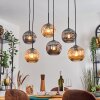 Ripoll hanging light, globe light, pendant light Amber, Smoke-coloured, 6-light sources
