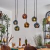 Ripoll hanging light, globe light, pendant light blue, gold, green, coppery, 6-light sources