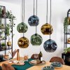 Ripoll hanging light, globe light, pendant light blue, gold, green, 6-light sources
