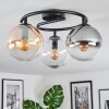 Gastor ceiling light, globe light 37 cm Amber, clear, Smoke-coloured, 3-light sources