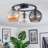 Koyoto ceiling light, globe light 37 cm Amber, clear, Smoke-coloured, 3-light sources