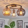 Koyoto ceiling light, globe light 37 cm Amber, clear, Smoke-coloured, 3-light sources