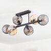 Koyoto ceiling light, globe light Amber, Smoke-coloured, 6-light sources