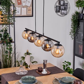 Gastor hanging light, globe light, pendant light Amber, Smoke-coloured, 5-light sources