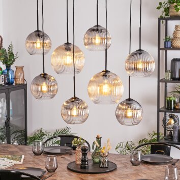 Koyoto hanging light, globe light, pendant light Amber, clear, Smoke-coloured, 8-light sources