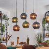 Koyoto hanging light, globe light, pendant light blue, green, coppery, 6-light sources