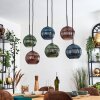 Koyoto hanging light, globe light, pendant light blue, green, coppery, 6-light sources