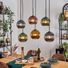 Koyoto hanging light, globe light, pendant light blue, gold, green, coppery, 6-light sources