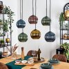 Koyoto hanging light, globe light, pendant light blue, gold, green, coppery, 6-light sources