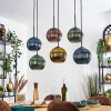 Koyoto hanging light, globe light, pendant light blue, gold, green, coppery, 6-light sources