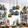 Koyoto hanging light, globe light, pendant light blue, gold, green, 6-light sources