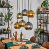 Koyoto hanging light, globe light, pendant light blue, gold, green, 6-light sources