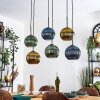 Koyoto hanging light, globe light, pendant light blue, gold, green, 6-light sources