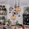 Gastor hanging light, globe light, pendant light Amber, chrome, clear, Smoke-coloured, 8-light sources