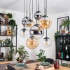 Gastor hanging light, globe light, pendant light Amber, chrome, clear, Smoke-coloured, 8-light sources