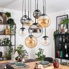 Gastor hanging light, globe light, pendant light Amber, clear, Smoke-coloured, 8-light sources