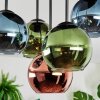 Koyoto ceiling light, globe light 45 cm blue, green, coppery, 5-light sources