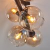 Koyoto ceiling light, globe light Amber, clear, 6-light sources