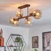Koyoto ceiling light, globe light Amber, clear, 6-light sources