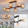 Koyoto ceiling light, globe light Amber, clear, 6-light sources