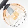 Koyoto ceiling light, globe light Amber, clear, 6-light sources