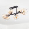 Koyoto ceiling light, globe light Amber, clear, 6-light sources