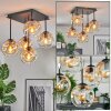 Ripoll ceiling light, globe light Amber, clear, 5-light sources