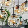 Ripoll ceiling light, globe light Amber, clear, 5-light sources