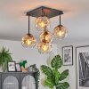 Ripoll ceiling light, globe light Amber, clear, 5-light sources