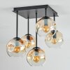 Ripoll ceiling light, globe light Amber, clear, 5-light sources
