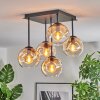 Ripoll ceiling light, globe light Amber, clear, 5-light sources