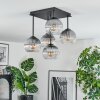 Koyoto ceiling light, globe light 37 cm clear, Smoke-coloured, 5-light sources
