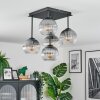 Koyoto ceiling light, globe light 37 cm clear, Smoke-coloured, 5-light sources
