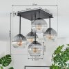 Koyoto ceiling light, globe light 37 cm clear, Smoke-coloured, 5-light sources