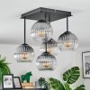 Koyoto ceiling light, globe light 37 cm clear, Smoke-coloured, 5-light sources