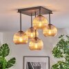 Koyoto ceiling light, globe light 37 cm Amber, 5-light sources