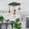 Koyoto ceiling light, globe light 37 cm Amber, clear, 5-light sources